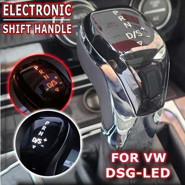 DSG AT Synchronize Electronic Display Växelspaksknopp Växelspak Handboll LED Rött/Vit Ljus För VW Golf 6 Passat 7 Tiguan-Vit-Krom White-Chrome