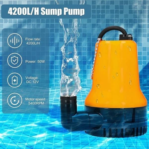 12V Dränkbar Pump, Dränkbar Pump, DC-Pump, Smutsvattenpump, Bärbar Sladdlängd 2,3 Meter med Klämma