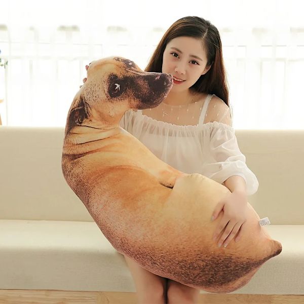 2023 3D naturtrogen djur Söt böj hund printed kastkudde Rolig hundhuvud Cosplay Barn favoritleksakskudde för hem 20cm D