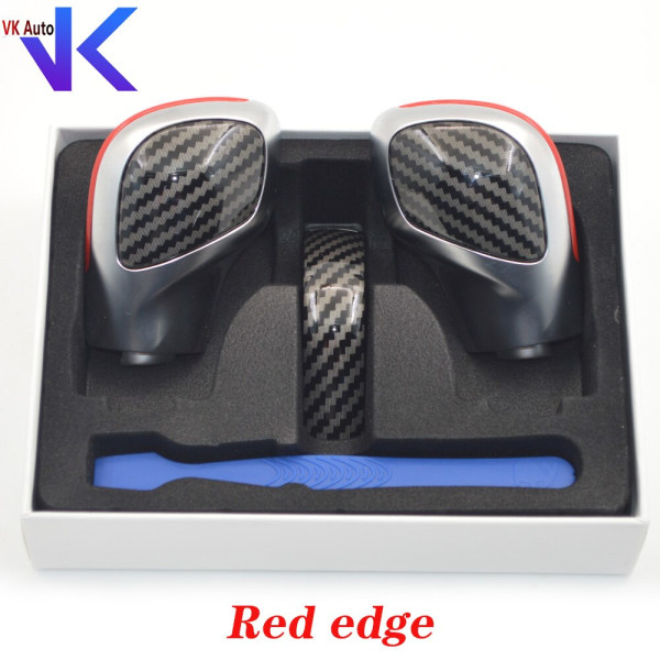 För VW Golf 6 7 R GTI Passat B7 B8 CC R20 Jetta MK6 GLI Krom Matt Med Kolfiber Växlingsknopp Växelns cover DSG Logo-set 5 set 5