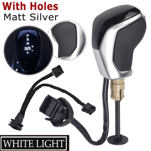 DSG AT LED Synkronisera elektronisk display Växelspaksknopp Växelspak Handboll för Golf 6 Jetta MK5 MK6 Tiguan Polo-Vit-Med hål White-With Holes