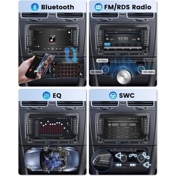 7 tuuman autoradio - PRUMYA - CarPlay Android Auto - Bluetooth 5.1 - Double-Din - 60Wx4
