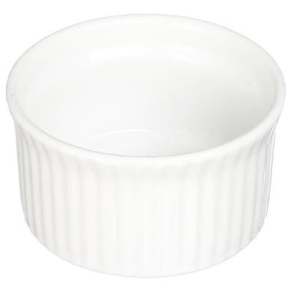 Sett med 6 runde \"Keramiske\" ramekiner, 9 cm, Hvit