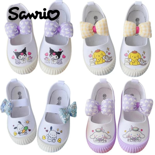 Sanrios Kuromi Cinnamoroll My Melody Pompom Purins Tecknad Söta barn\\\\'s Canvas Skor Dagis Barn Inomhus Vita skor My Melody 1 26-16cm