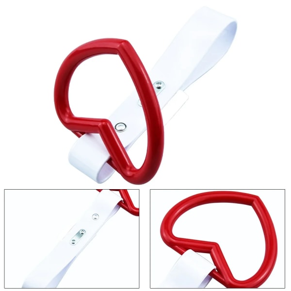 JDM - Hjärtformad slagrem, tsurikawa, drivring, bilstil, varningsrem Red W