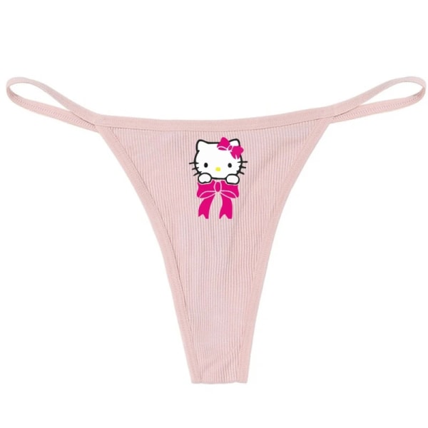 Hellokitty Ren bomull Tunn rem Sexig stringtrosa Låg midja Sömlös Anime Cartoon Kuromi Underkläder för kvinnor Enkla ribbade T-byxor PINK 9 M