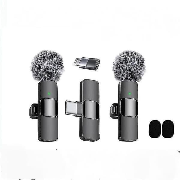 Professionell Trådlös Lavalier Mikrofon, 2-pack, Brusreducering, Klar Inspelning