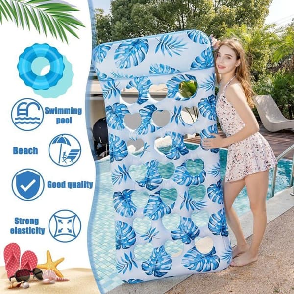 Oppustelig Poolmadras, Oppustelig Poolhængekøje, Voksen Pool Float, 4-i-1 Voksen Pool Float