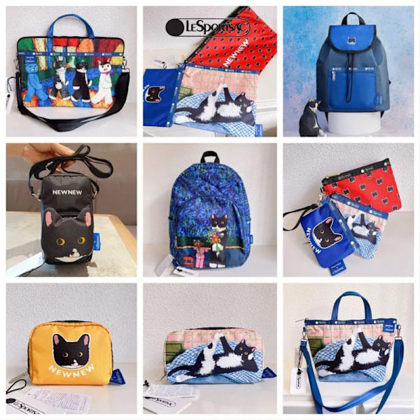 Lesportsac Kawaii Damtygväska Cat Co Branded Series Söt printed handväska Cross Body Bag Tote Bag 12