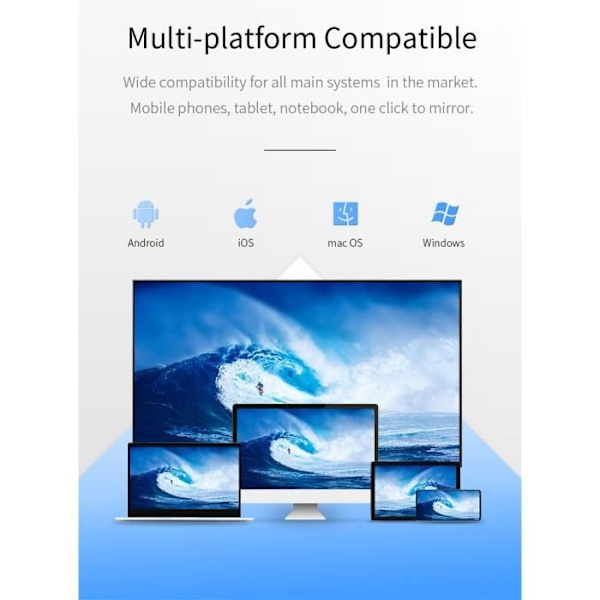 Trådløs HDMI-adapter - 4K - Stemmekontroll - Android/iOS-kompatibel - Hvit