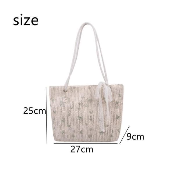 Strandtaske - Kvinder - Strå - Boho Stil - 27x9x25cm - Multifunktionel off-white