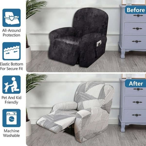 (ljusgrå) Stretchfåtöljöverdrag 1-sits, Fåtöljskydd, geometri, ljusgrå light gray