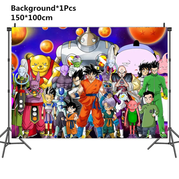 Dragon Ball Festdekorationer Barn Födelsedagstillbehör Serviser Papperskopp Tallrik Baby Shower Son Goku Folieballonger Background-3