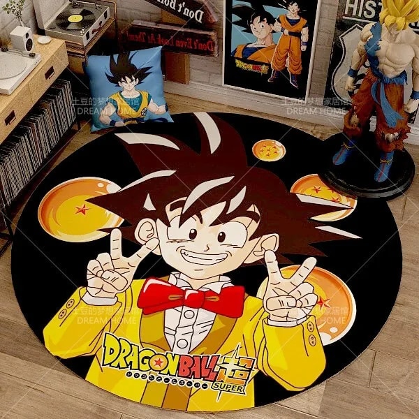 Anime Dragon Ball Rund Hemmatta Tecknad Goku Vegeta Halkfria fotmattor Vardagsrum Sovrum Sängbord Datorstol Golvmattor 12 120x120cm