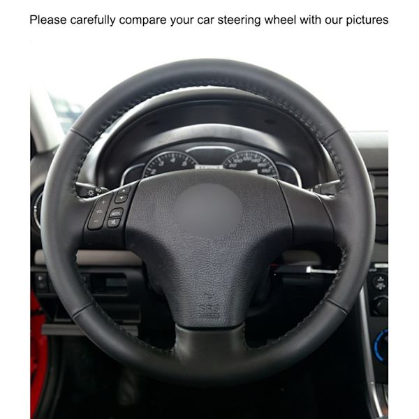 Handsömnad svart PU konstläder bilrattkåpor för Mazda 3 Axela 2004-2009 Mazda 5 Mazda 6 Atenza Mazda MPV