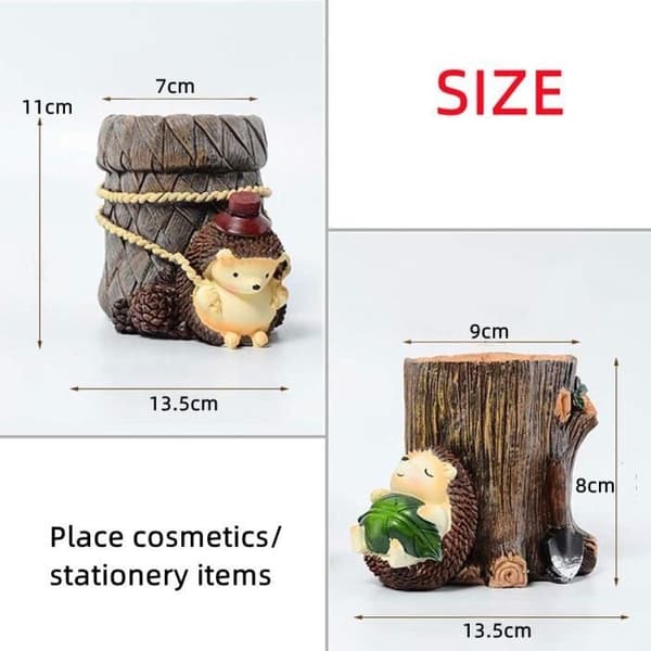 (Fungerende) Blyantholder - Pindsvin - Resin - Multifunktionel - 11x13,5cm - 450g To work