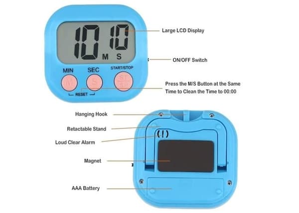 Pieces Farverig Magnetisk Køkken Timer, Digital Timer til Børn Læring med LCD Skærm, Magnetisk Stopur Timer