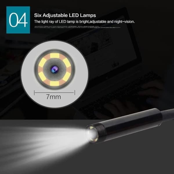 6 LED 7mm Lins Vattentät Kamera Fokus Endoskop Android Mini USB-kabel 1.5M