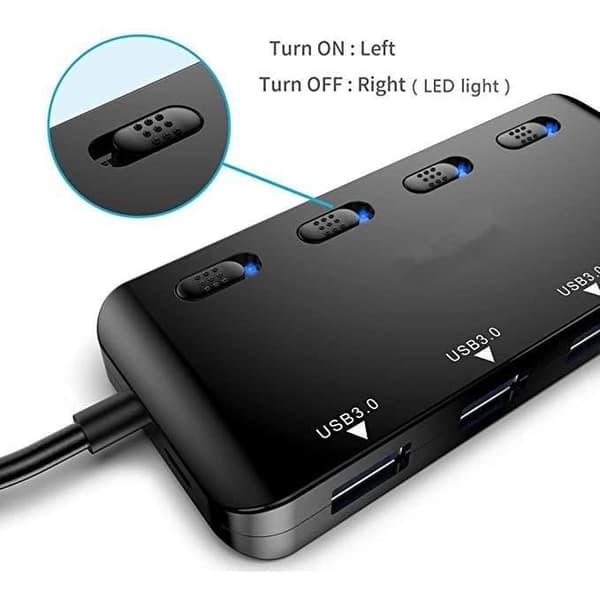 Atolla USB 3.0 Hub Strømskinne, Multi Port USB Adapter med SD/TF/Micro SD Kortlæser til Macbook/Notebook og Mere