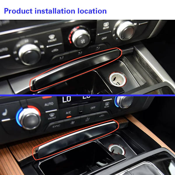 För Audi A6 C7 2012-2018 Bilens främre askkoppsskydd Ljuslist Central kontroll Tryck-drag Elektropläterad dekorativ list Bright strip and bra