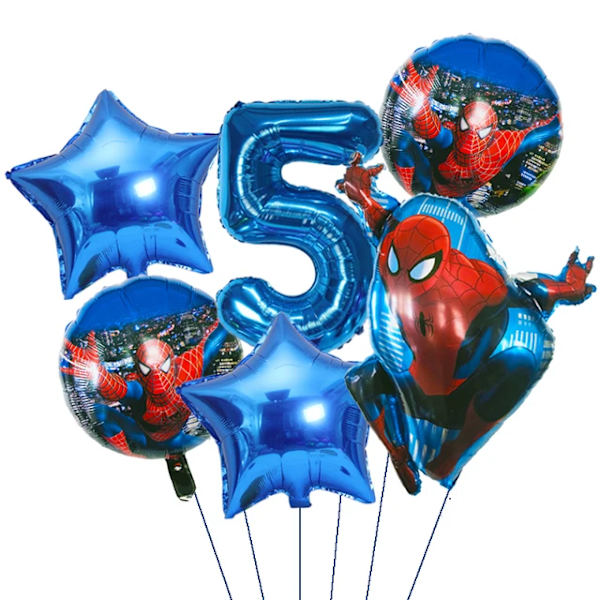 6st Marvel Super Hero Spiderman Set Barn Födelsedagsfest Dekoration Baby Shower Uppblåsbar Pojkar Toy Globos 5