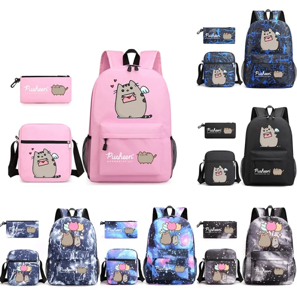 3st Kawaii Pusheen Cat Ryggsäckar Tecknad Pusheen Cosplay Skolväskor Pojkar Flickor Penbag Lunchväska Resväska Barn Födelsedagspresent 10