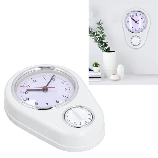 SALUTUYA 9-tums Timer Väggklocka SALUTUYA Kökstimer Väggklocka 9-tums Kökstimer, Vit White