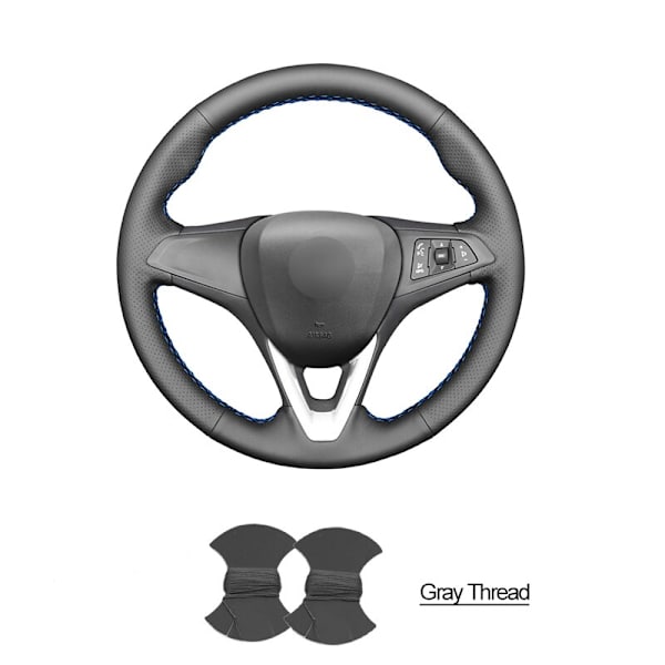 (Grå tråd)Handsydd svart PU- cover i konstläder för Opel Astra (K) Corsa (E) Crossland X Grandland X Insignia Gray thread