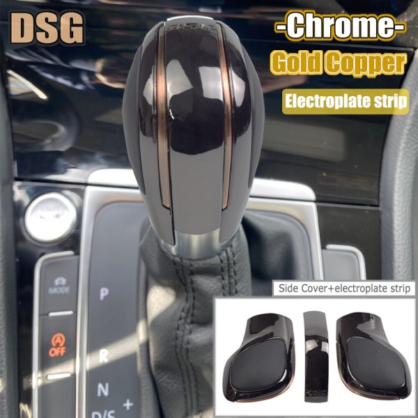 Automatisk växlingsknopp Spak Växelhandboll För VW Golf 6 7 R GTI Passat B7 B8 CC R20 Jetta MK6 GLI Krom/Matt Silver DSG Logo-Krom grå-Guld 1 Chrome grey-Gold 1