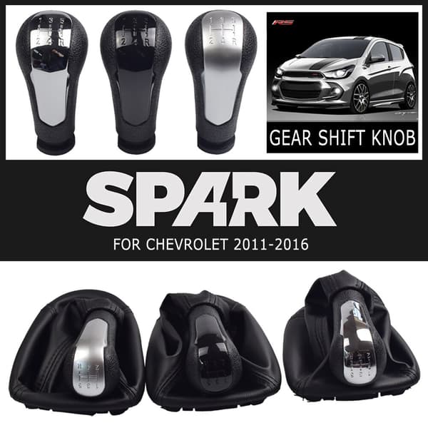 Chevrolet Spark 2011 2013 2014 2015+ Vaihdevivun nuppi - Kromi 5 saappaalla Chrome 5with boot