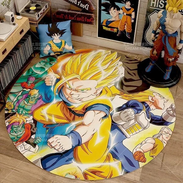 Anime Dragon Ball Rund Hemmatta Tecknad Goku Vegeta Halkfria fotmattor Vardagsrum Sovrum Sängbord Datorstol Golvmattor 23 160x160cm
