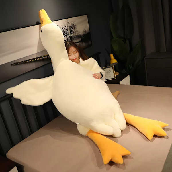 50-190 cm stor vit gås Plyschleksak jätteanka docka mjuk goose Gås Sovkudde Soffa Kudde Födelsedagspresent för barn 130cm Brown