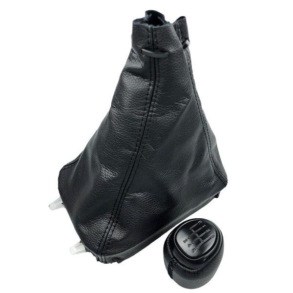 5/6-växlad växelspaksknopp Läder damask Boot Cover Case Spak Shifter för SAAB 93 9-3 SS 2003-2012 Bilstylingtillbehör-6-växlad svart kombo 6 Speed Black Combo