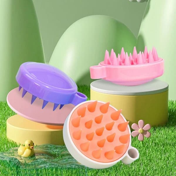 Silikon Hodebunnsmassasje Børste Shampoo Massasjekam Dusjhode Shampoo DIY - Lys Orange