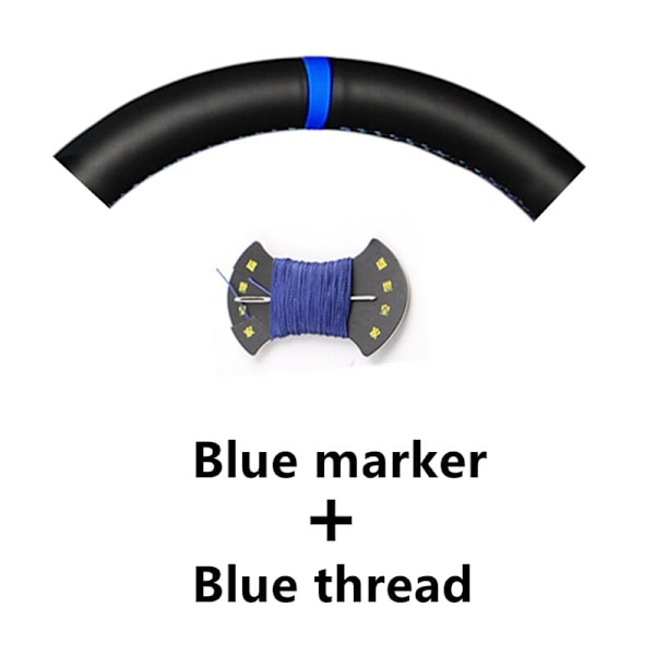 (Blå markörtråd) Svart mocka bilrattkåpor till Seat Leon 5F Mk3 2013-2020 Ibiza 6J Tarraco Arona Ateca Alhambra Blue Marker Thread