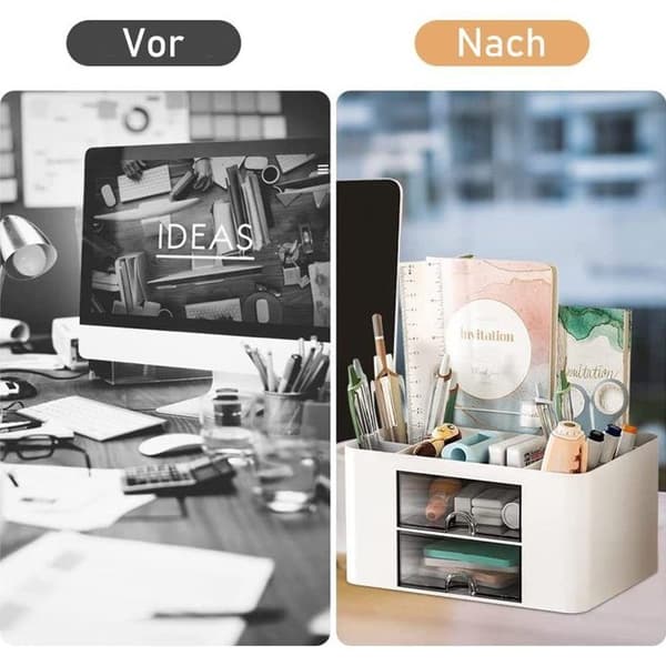 Skrivebordsorganisator, Multifunktionel Penholder med Skuffe