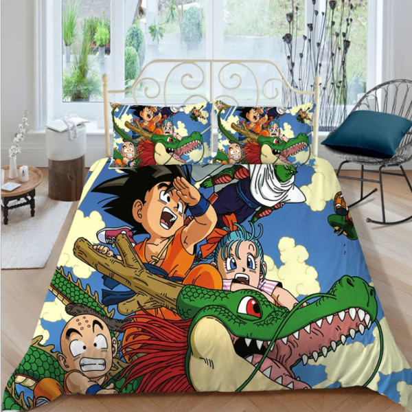 Dragon Ball Z Cover SET Anime Figur Son Goku Printed Sängkläder Säng Spead Barn Sovrum Säng Cover Sängkläder Set 7 EU 260x220cm 3pcs