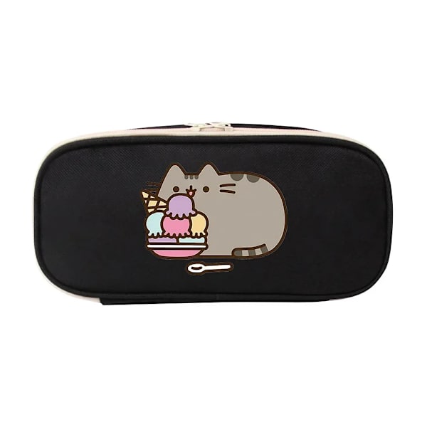 Nya Fat Cats Pusheen Studenter Pennfodral Tecknad Animation Figurer Printed Pennväskor Skolmaterial Brevpapper Födelsedagspresenter PJM 28 Black