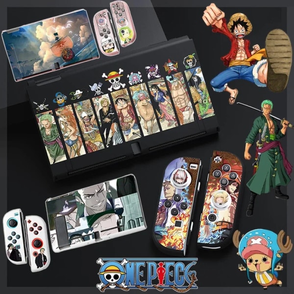 ONE PIECE Luffy Zoro Ace TPU mjukt case Joycon Cover för Nintendo Switch NS OLED-konsol Kristallfodral Tillbehör ONE PIECE 01 For Switch NS