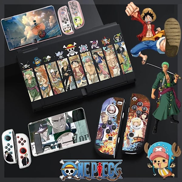 ONE PIECE Luffy Zoro Ace TPU mjukt case Joycon Cover för Nintendo Switch NS OLED-konsol Kristallfodral Tillbehör ONE PIECE 04 For Switch OLED