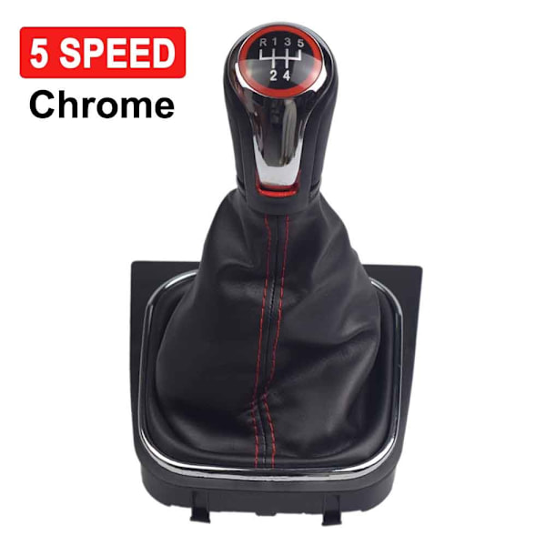 Manual 5 6-växlad växelspaksknopp för Volkswagen Golf 5/6 MK5/MK6 Scirocco(2009) Octavia(2006) Damask Boot Cover Biltillbehör-Chrome-6Speed-Stövel Chrome-6Speed-Boot
