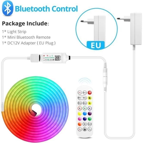 (Fargerik) LED-stripe - RGB - 2M - Silikon - Bluetooth - IP65 Vanntett Colorful