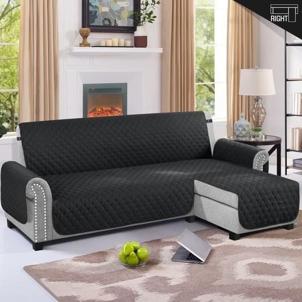 Sofaovertræk - Universal - Vendbart - Vandtæt - Størrelse XL - Sort Black