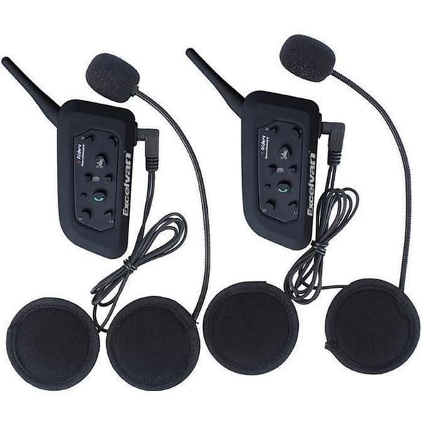 SMRT 2 x Excelvan V6-1200 Motorcykel Intercom Bluetooth Headset Plug Motorcykelhjälm Intercom 1200M för 6 Förare