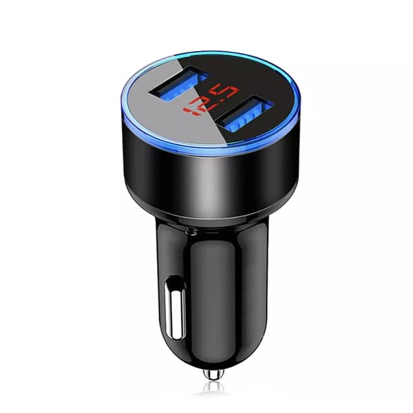 Cigarette Lighter Socket Dual USB 2 Port Biloplader Adapter 3.1A Aluminiumlegering Cigarette Lighter Adapter Voltmeter LCD Display