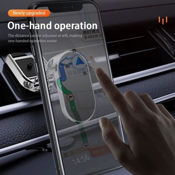 Foldbar Magnetisk Biltelefonholder med GPS til iPhone 13 12 Samsung Sort Sort