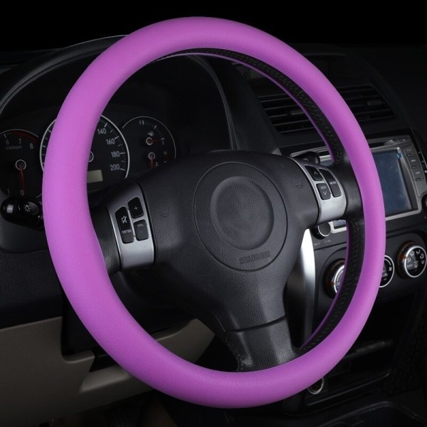 (Lila) 1st Universal Car Styling Bil Silikon Ratt Cover Textur Mjuk Multi Mjuk Silikon Ratttillbehör Purple