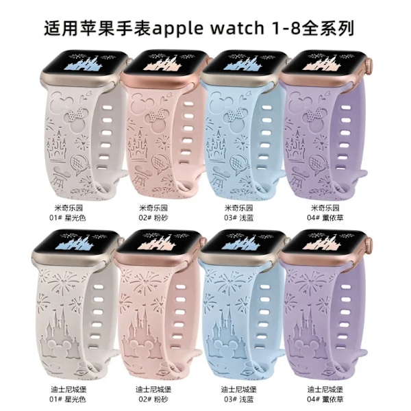 Disney Mickey Strap för Apple Watch Band 44mm 49mm 45mm 42mm 41mm 40mm 38mm Silikonarmband för Iwatch 8 7 6 5 4 3 Se Ultra 6 38mm 40mm 41mm