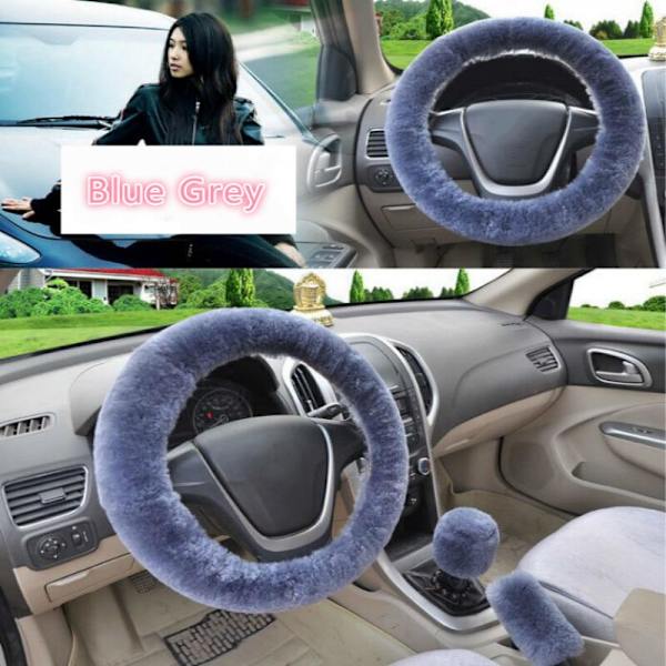 (Rosa) Universal Ratt Plysch Bil Ratt Kåpor Vinter Fuskpäls Handbroms & Gear Cover Set Bilinredningstillbehör Pink