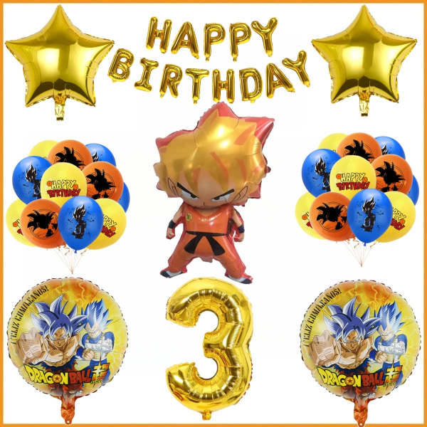 Dragon Ball Z Födelsedagsfest Dekoration Kopp Tallrik Servetter Baby Shower Son Goku Folie Ballonger Bakgrund Leksak Event Presentmaterial balloon-3-43pcs